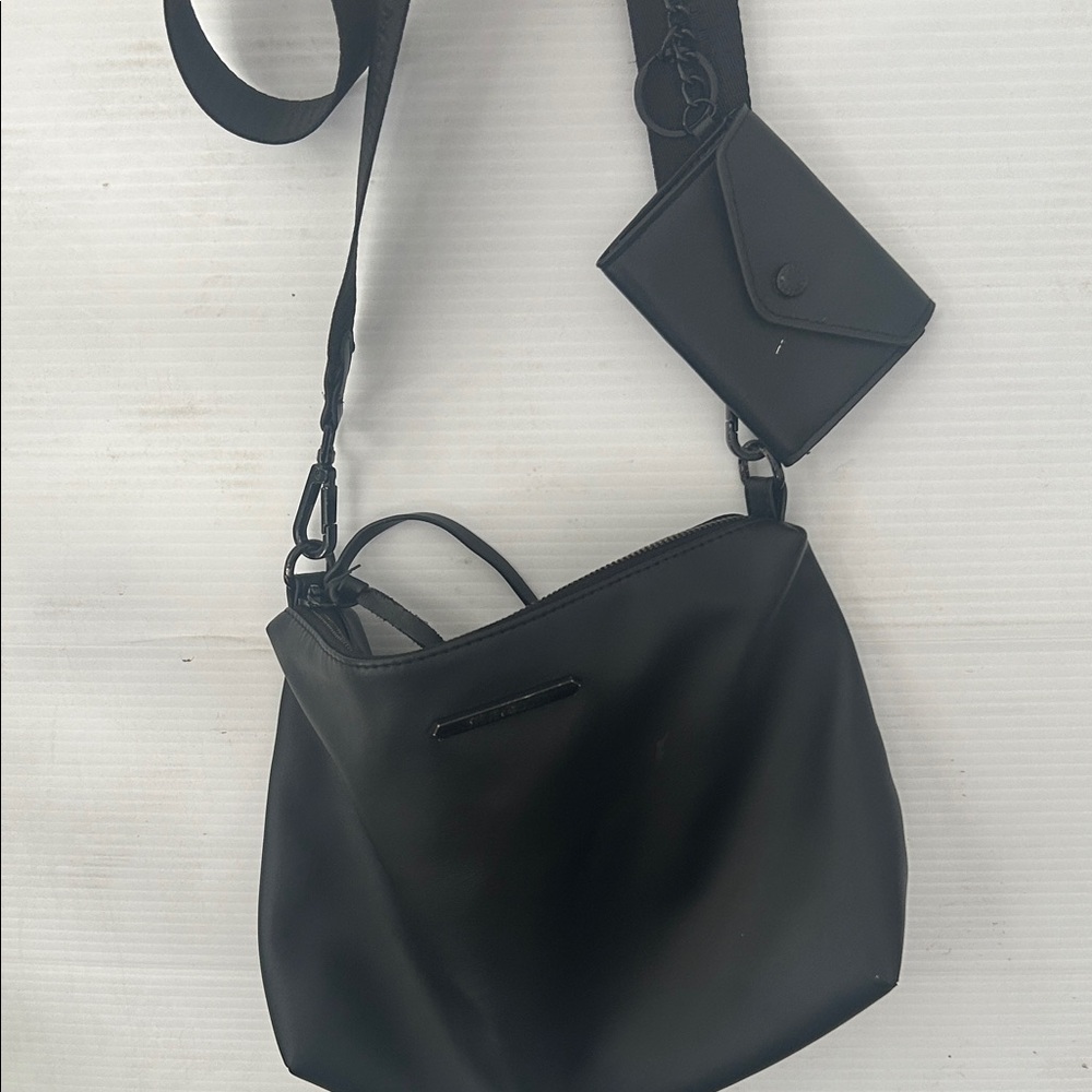 Black Crossbody Shoulder Bag with Card Pouch - Steve Madden